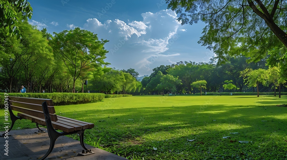 Panorama public park with clipping path : Generative AI Panorama public park with clipping path : Generative AI