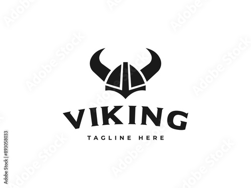 viking logo vector illustration. viking helmet logo template