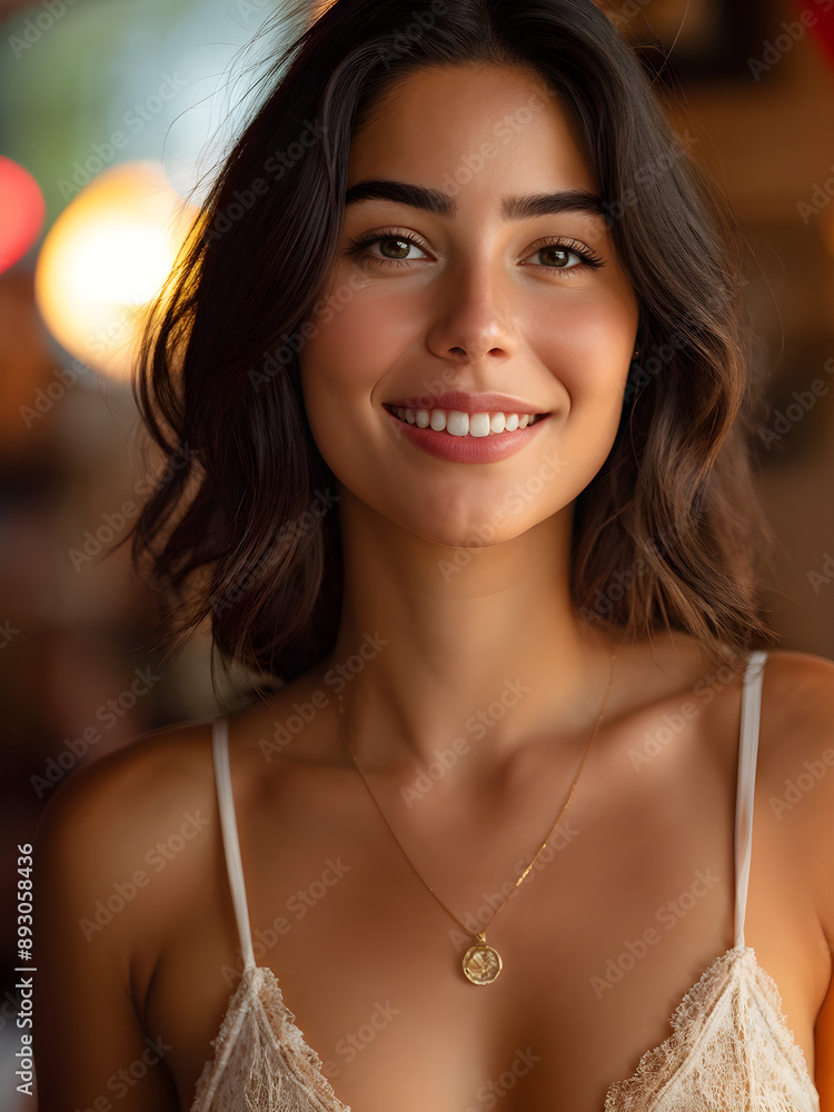 portrait of happy latin girl wearing tank top at a party
portrait of happy latin girl wearing tank top at a party