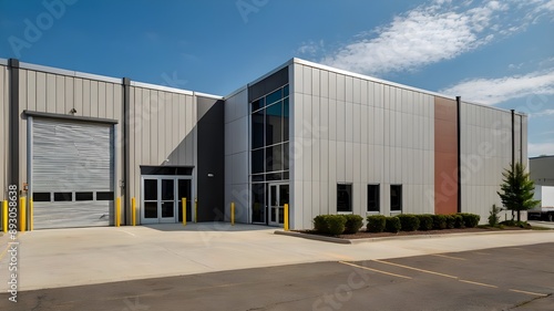 Wallpaper Mural Exterior of a modern warehouse with a small office unit. Torontodigital.ca