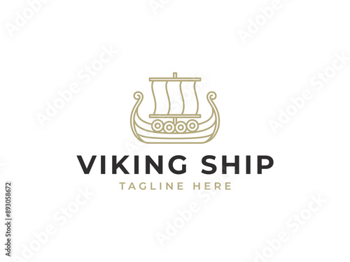viking ship logo vector illustration. logo template