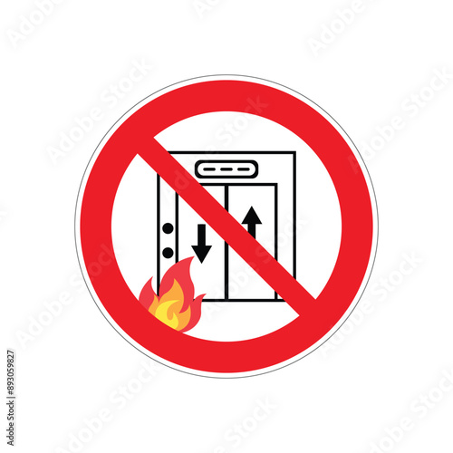 Do not use the elevator in case of fire, do not use the elevator for people sign Eps10 vector illustration