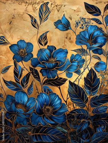 fractal flowers, dark gold and dark aquamarine