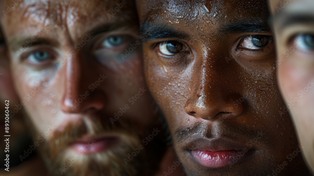 A Group of Men With Different Skin Colors and Beards Next to Each Other - Generative AI A Group of Men With Different Skin Colors and Beards Next to Each Other - Generative AI