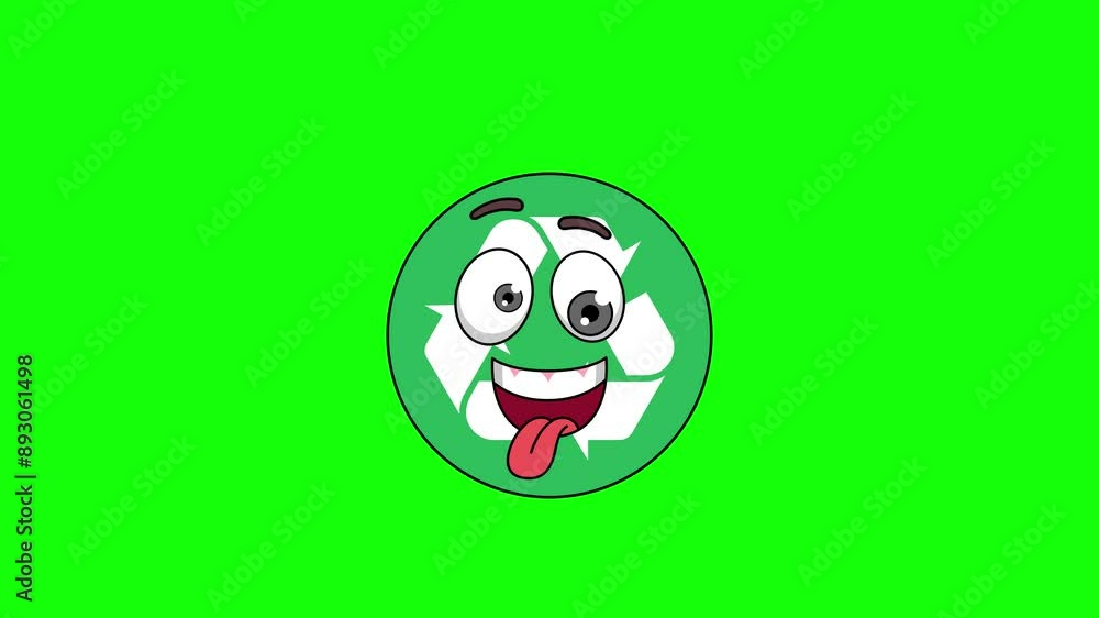 Funny face animation of recycle cartoon, mascot on a greenscreen Funny face animation of recycle cartoon, mascot on a greenscreen