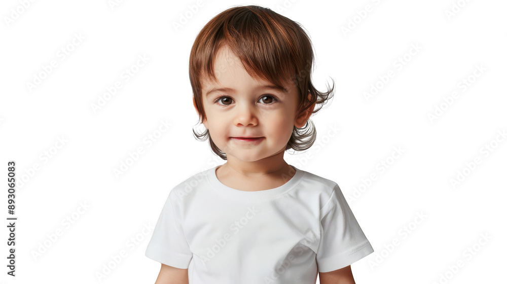 Half body portrait of a playful Scottish toddler in a white T-shirt Half body portrait of a playful Scottish toddler in a white T-shirt