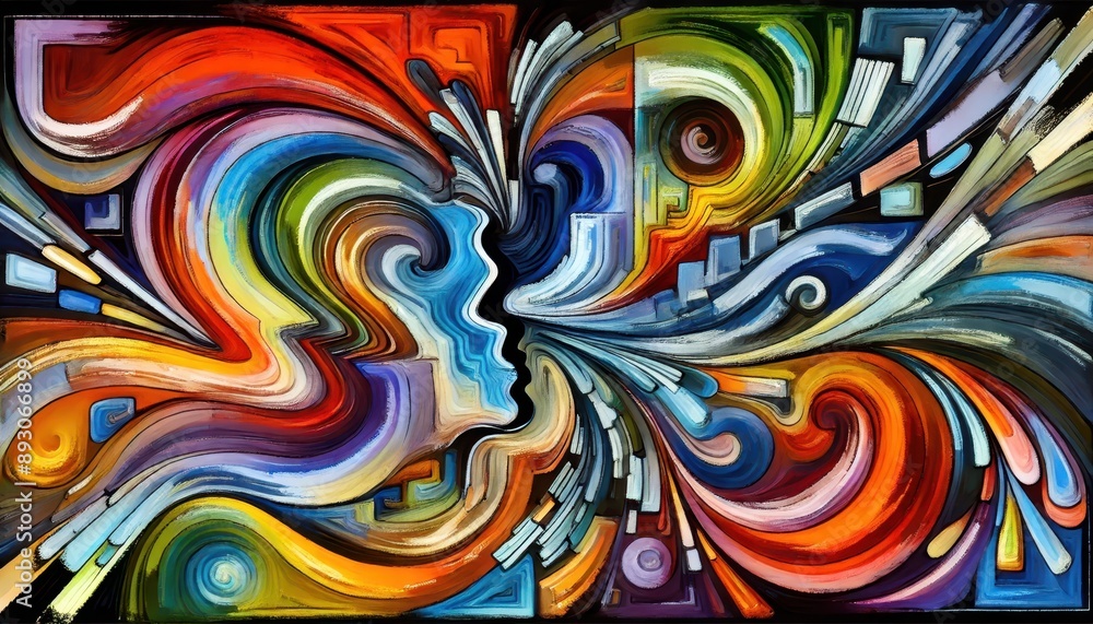 Obraz premium Abstract Colorful Swirls and Shapes Digital Art.