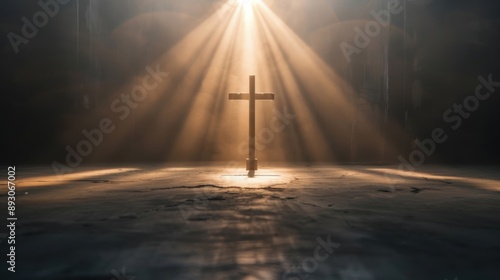 Crucifix bathed in divine light, symbol of trust, spiritual inspiration
