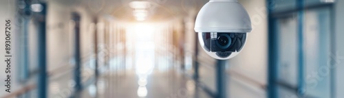 CCTV camera in a school corridor, security monitoring, student safety