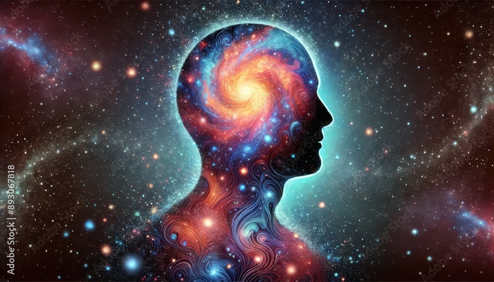 Cosmic Mind - Abstract Human Silhouette with Galaxy Inside Cosmic Mind - Abstract Human Silhouette with Galaxy Inside