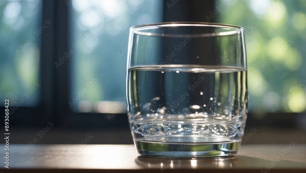 Pristine Glass of Water Basking in Natural Light. Pristine Glass of Water Basking in Natural Light.