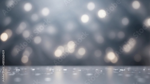 Abstract grey light bokeh background in blurred defocused style for elegant designs. photo