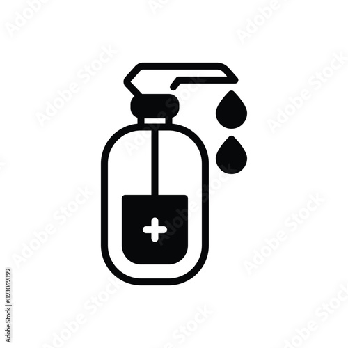 Black solid icon for hydroalcoholic gel