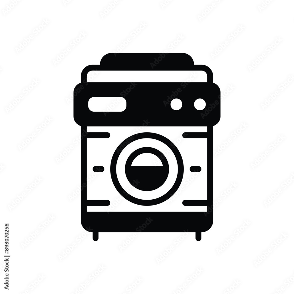 Black solid icon for washing machine Black solid icon for washing machine