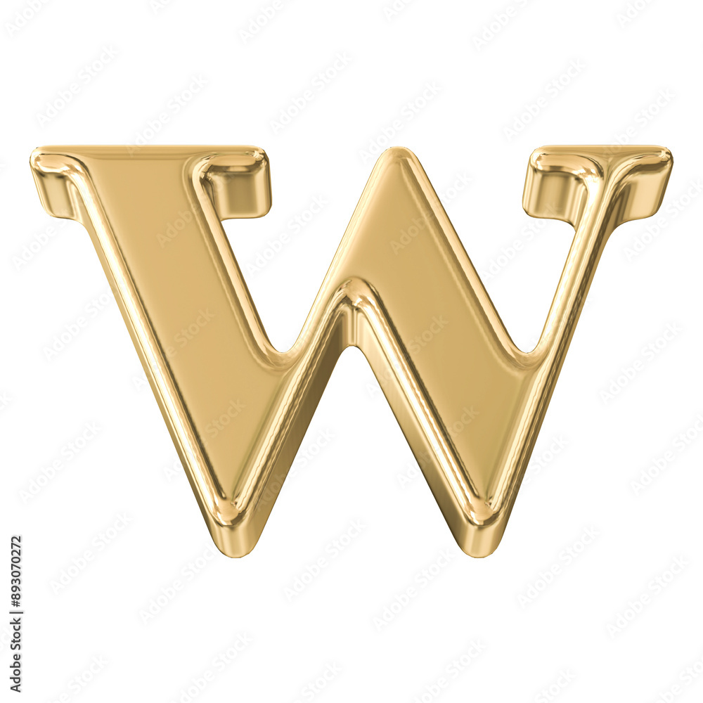 Golden 3D Font Letter w Golden 3D Font Letter w
