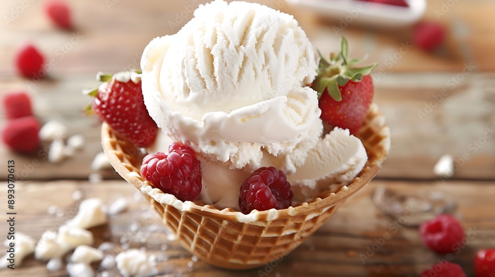 Vanilla Ice Cream in a Waffle Cone Bowl Vanilla Ice Cream in a Waffle Cone Bowl