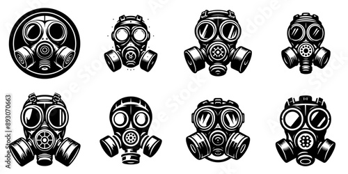 gas mask logo icon vector illustration, isolated on transparent background