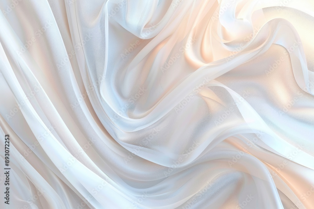 Obraz premium Delicate white fabric forms elegant waves, illuminated by soft light