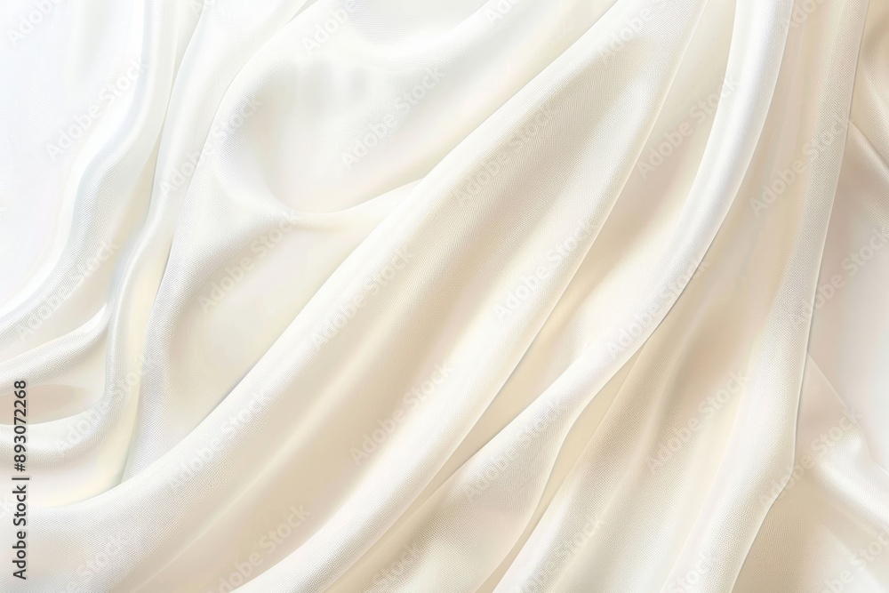 Obraz premium A smooth, white fabric drapes in gentle folds, catching the light to create a luminous and ethereal scene