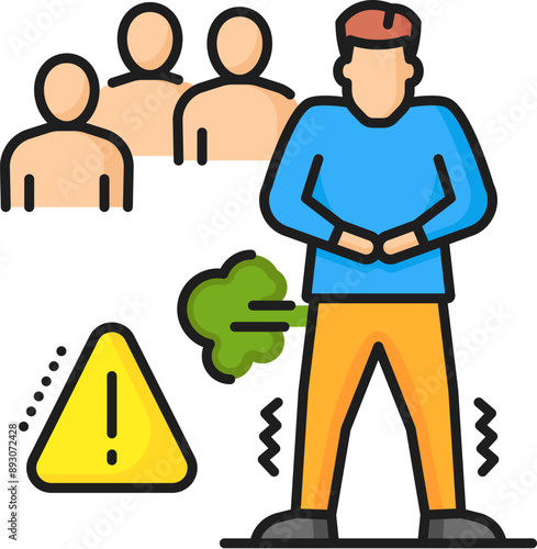 Phobia problem, mental health, pettophobia psychology anxiety outline color icon. People psychology, fear problem or phobia linear vector symbol. Pettophobia mental disorder line pictogram or sign
