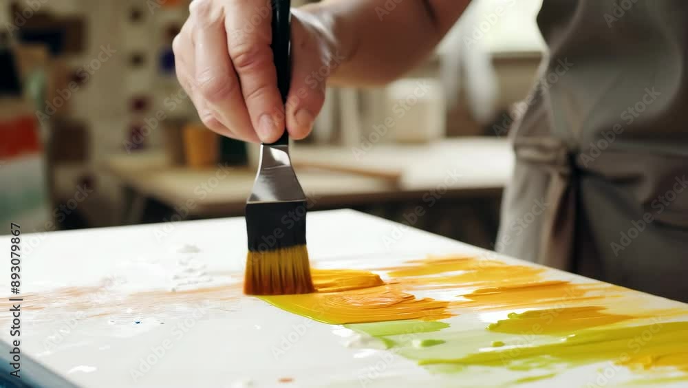 Artistic Creativity: Woman Painting with Acrylics Artistic Creativity: Woman Painting with Acrylics