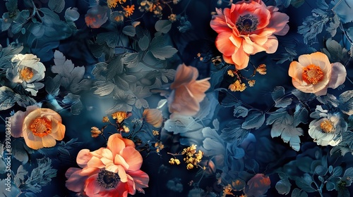 Floral pattern wallpaper