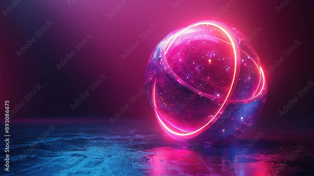 Glowing Elegance: Abstract 3D Sculpture on a Dark Violet Canvas Glowing Elegance: Abstract 3D Sculpture on a Dark Violet Canvas