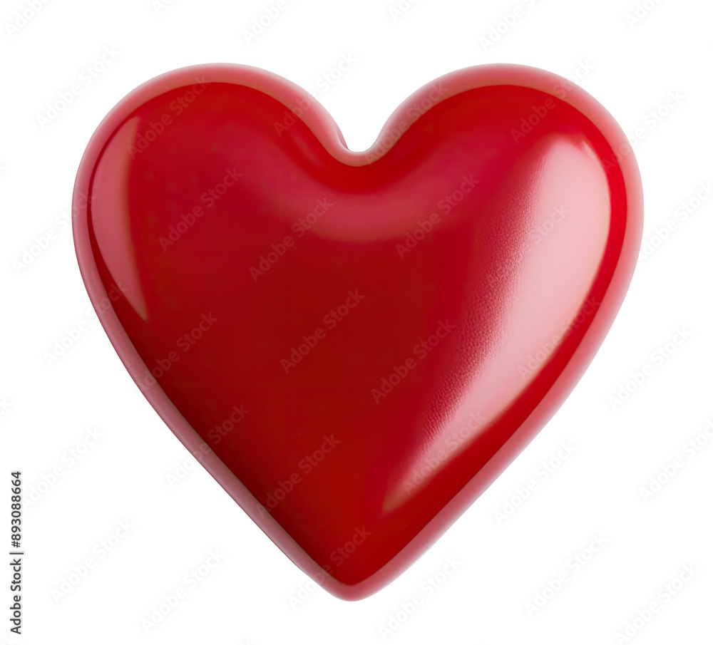Fotografie Glossy red heart isolated on transparent background