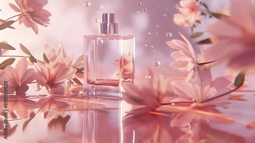 Womens perfume water on a pink background Womens perfume water on a pink background