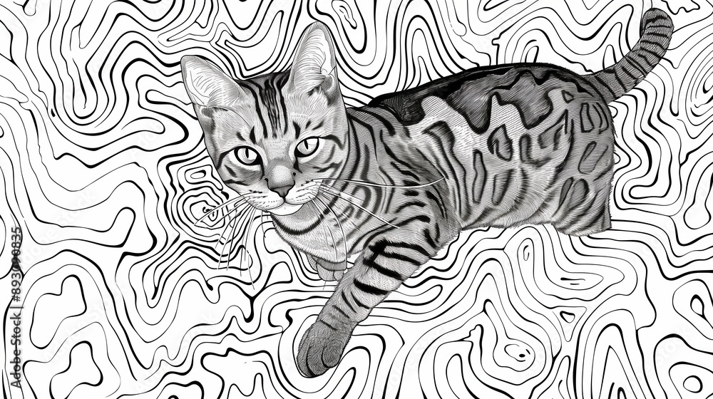 Abstract Bengal Cat with Swirling Pattern Abstract Bengal Cat with Swirling Pattern