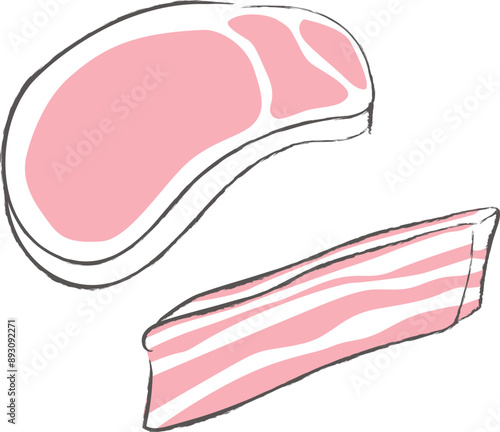 豚ロース肉と豚バラ肉のイラスト