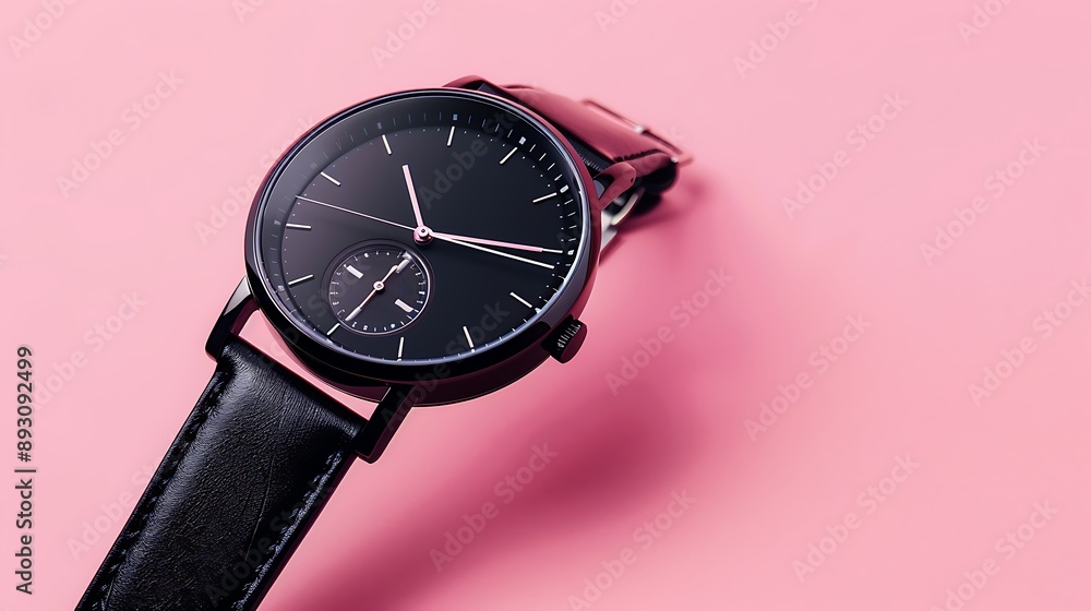 Wrist watch on pink background Wrist watch on pink background