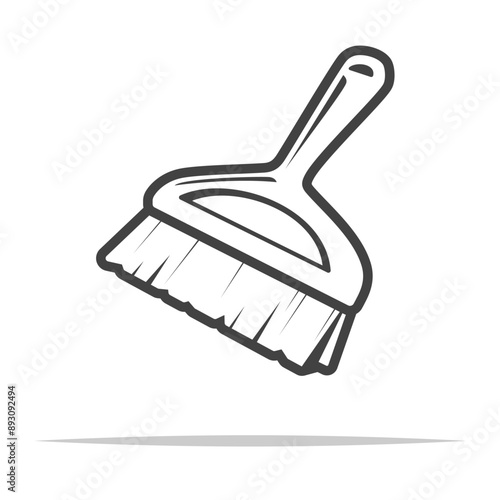Small hand broom icon transparent vector isolated