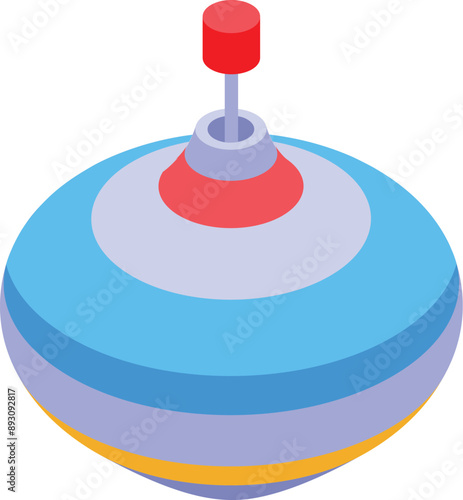 Colorful whirligig spinning, traditional childrens toy with isometric design