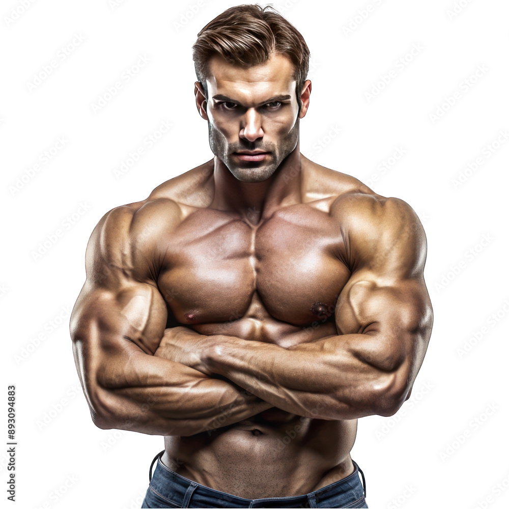 A man with muscular body portrait on transparent background A man with muscular body portrait on transparent background