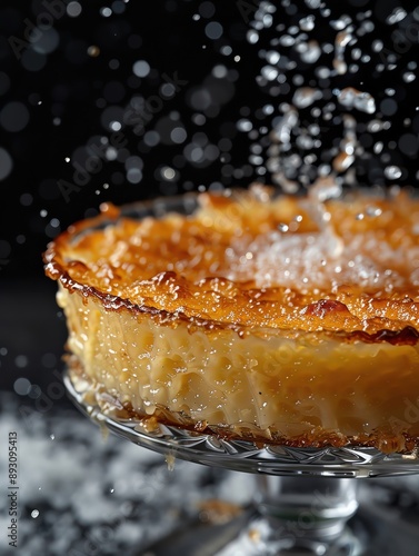 Detailed shot of a creme brulee with caramelized top, dessert cuisine, stock photo quality photo