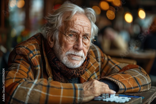 The Wisdom of Age - Portrait of an Elderly Man with Silver Hair and Round Spectacles in a Serene