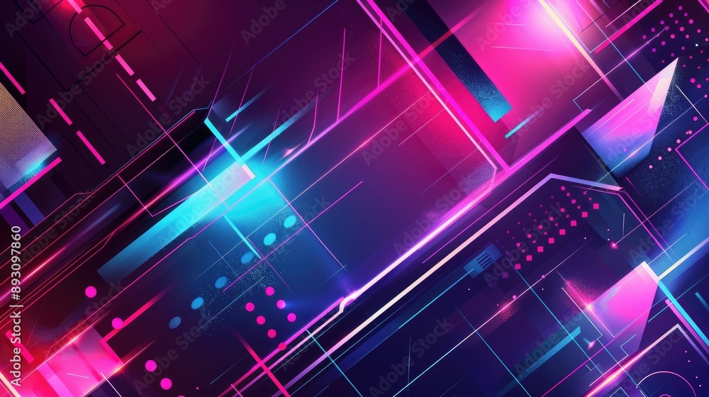 Futuristic geometric illustration with sharp angles and neon lights Futuristic geometric illustration with sharp angles and neon lights