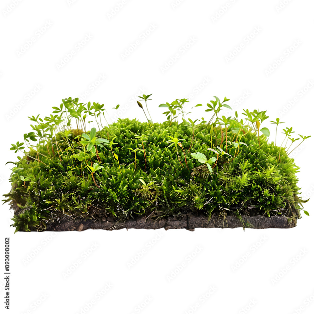 Green moss growing on the ground isolated on a transparent background Green moss growing on the ground isolated on a transparent background