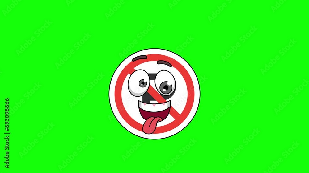 Funny face animation of no parking sign cartoon, mascot on a greenscreen Funny face animation of no parking sign cartoon, mascot on a greenscreen
