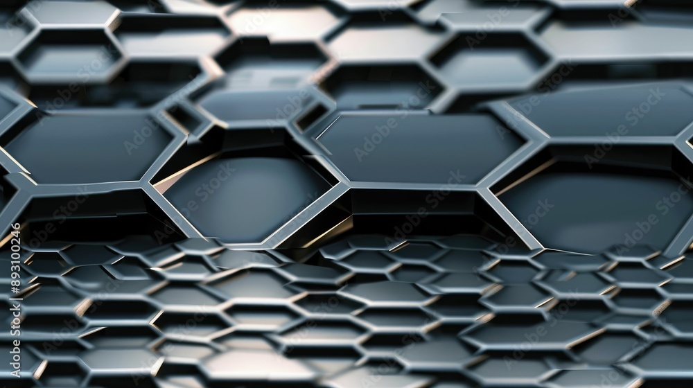 Geometric metal grid with hexagonal patterns Geometric metal grid with hexagonal patterns