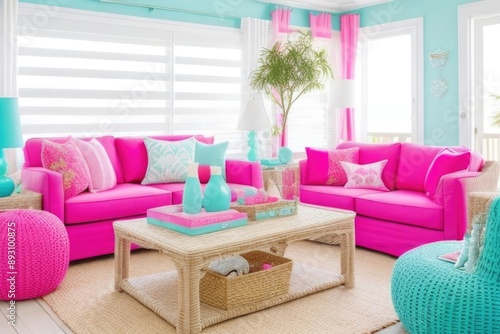 Beach-style living room interior