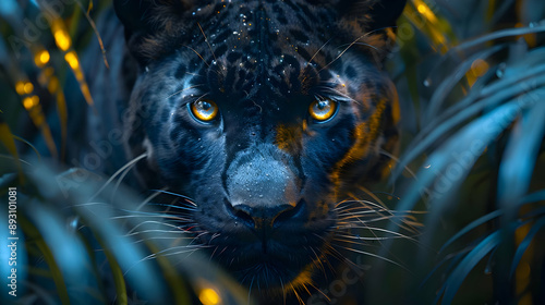 Black Panther Illustration with Golden Eyes