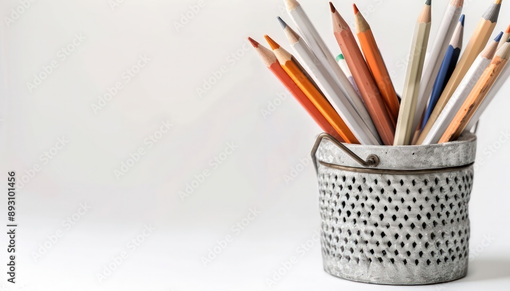 High-resolution stationery photo in grey pencil pot, perfect for stock sites. High-resolution stationery photo in grey pencil pot, perfect for stock sites.