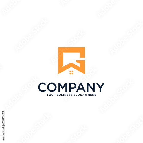 real estate logo design with house and building