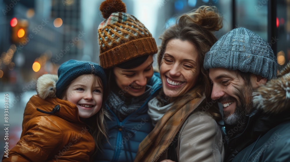 A Group of People Are Smiling for the Camera on a Cold Day in New York City - Generative AI A Group of People Are Smiling for the Camera on a Cold Day in New York City - Generative AI