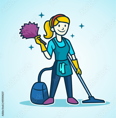 A woman cleaning vector design