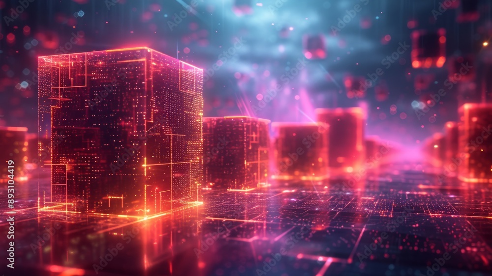 An Abstract Image of a City With Glowing Buildings and Neon Lights in the Background - Generative AI An Abstract Image of a City With Glowing Buildings and Neon Lights in the Background - Generative AI