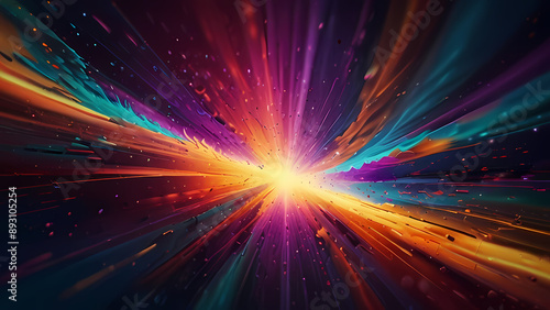 Abstract illustration background featuring a dynamic shock wave, with vibrant colors radiating from the center to evoke a sense of energy and movement