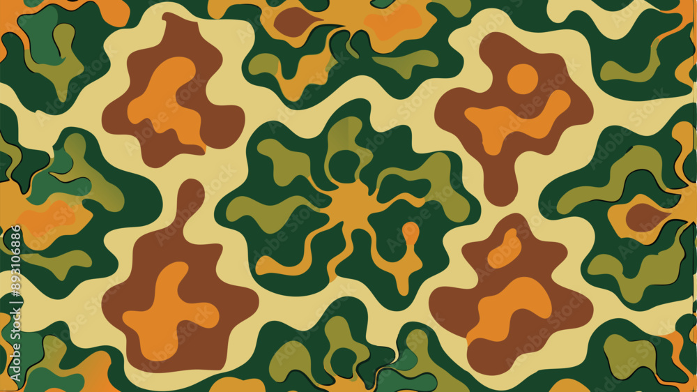 Fototapeta premium Abstract seamless pattern with natural shapes. tropical fruit and exotic summer doodles. Trendy fashion background includes modern minimalist art